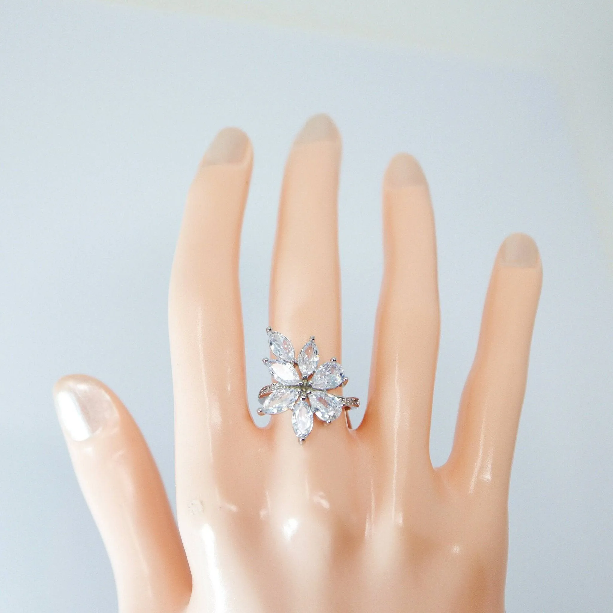 CZ Bunch Of Leaves Proposal Ring, Statement Ring, Engagement Ring.