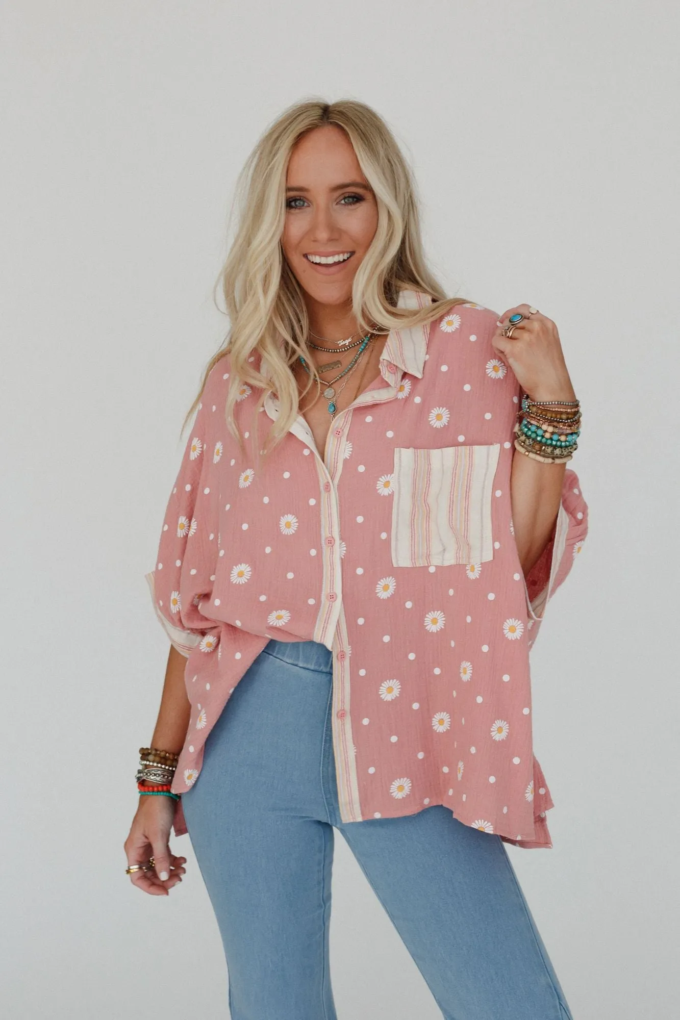 Daisy Dream Button Down Top - Mauve