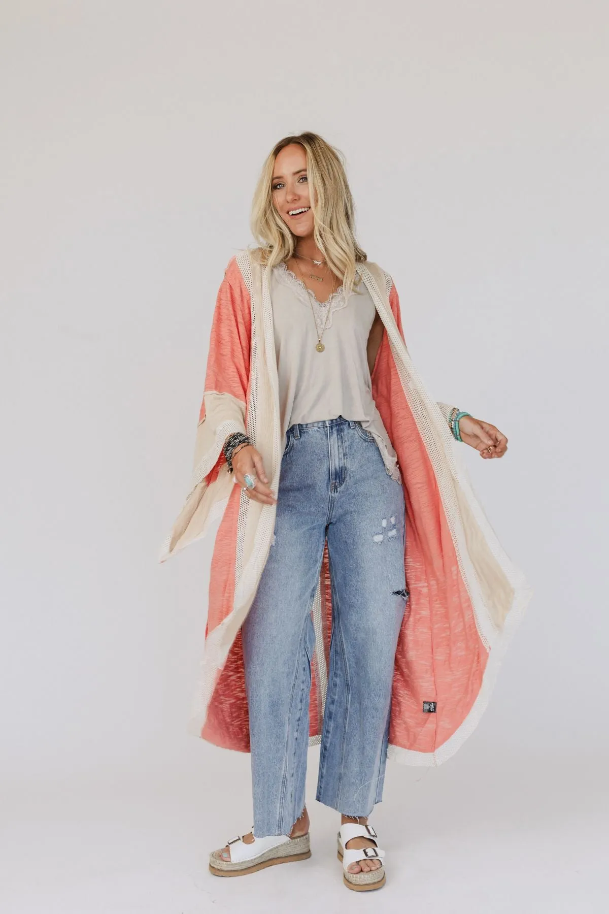 Dream Vacation Kimono - Coral