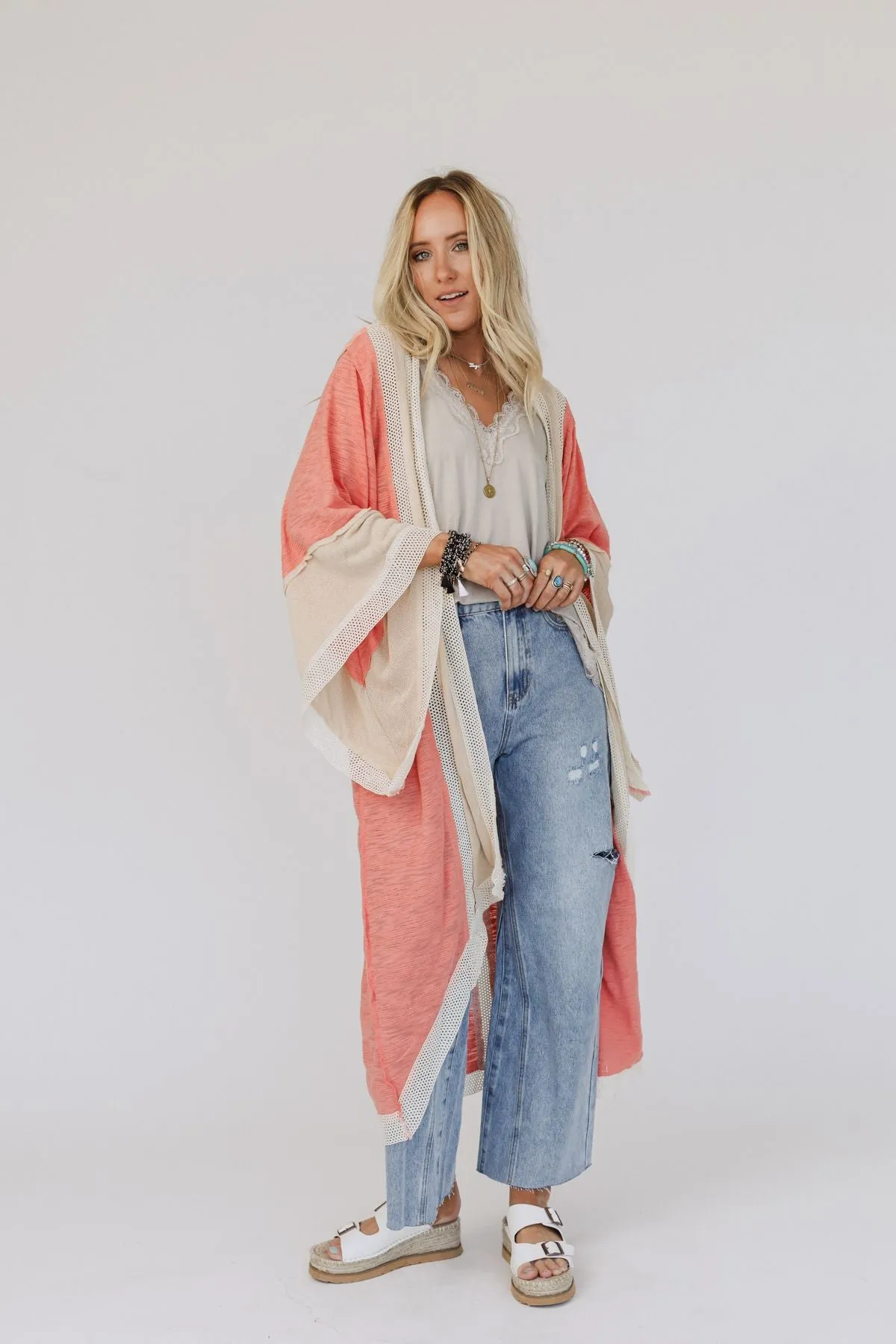 Dream Vacation Kimono - Coral