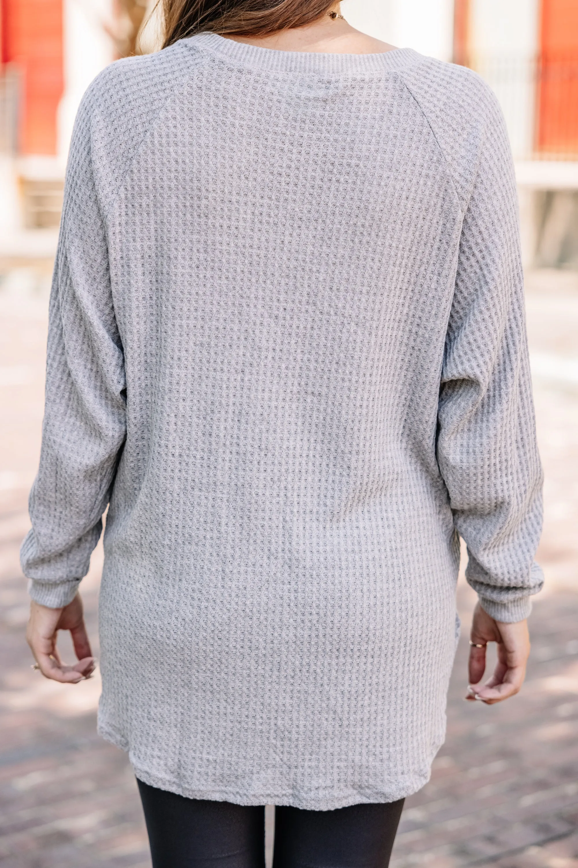 Easy Like Sunday Gray Waffle Tunic