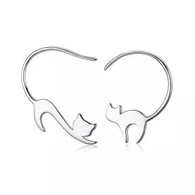 Elegant Cat Earrings in Solid 925 Sterling Silver