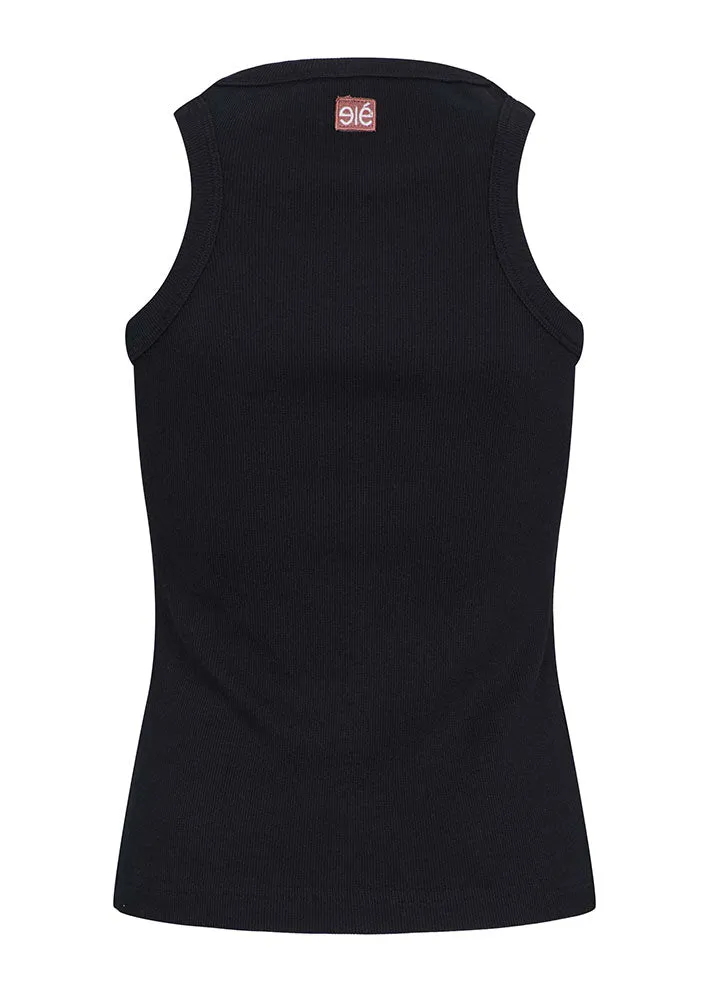 Esmé Studios Blossom Racerback Rib Tank Top - Black