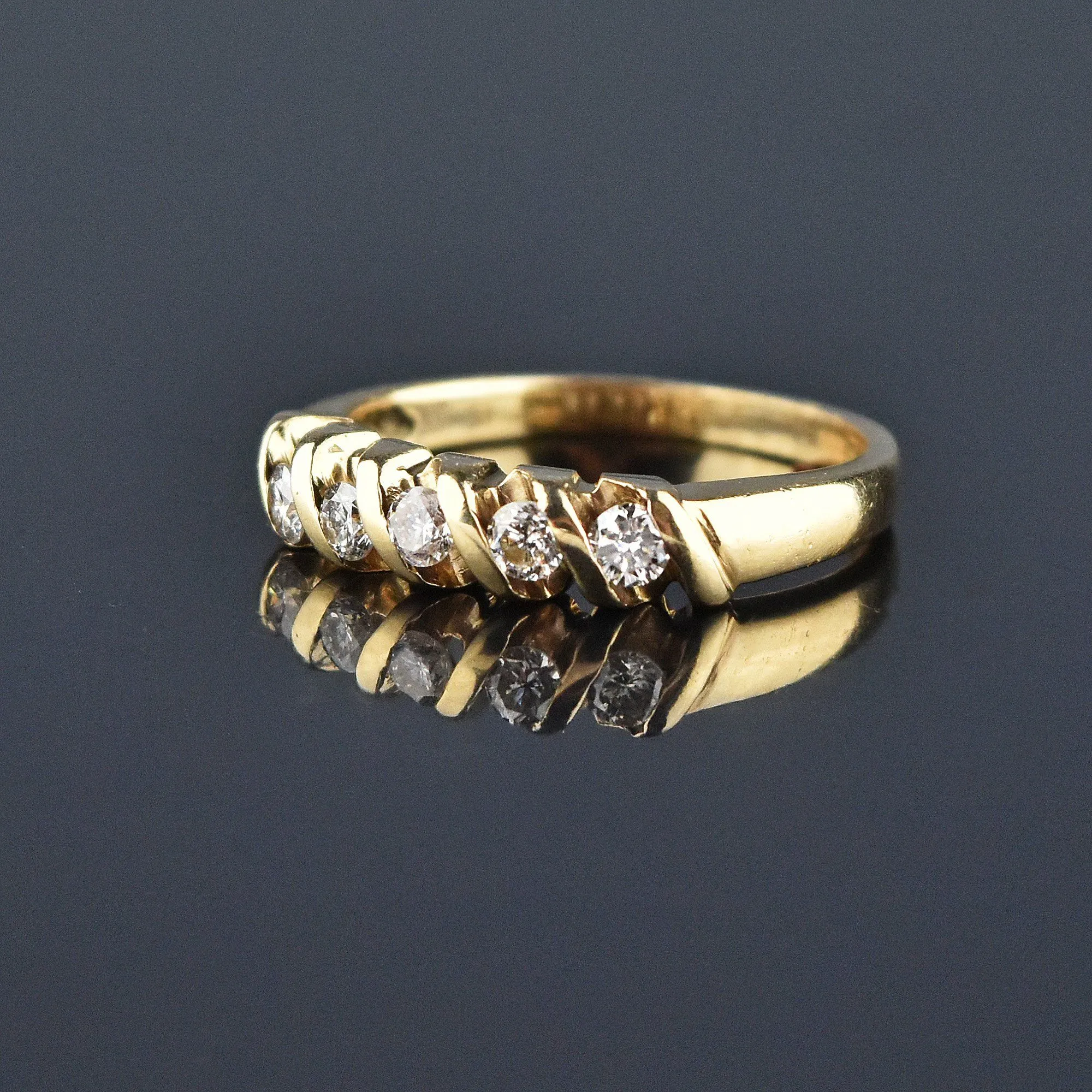 Estate Gold Five Stone Diamond Band Ring