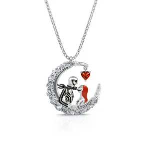 Everlasting Love Skull Couple Heart Cut Necklace