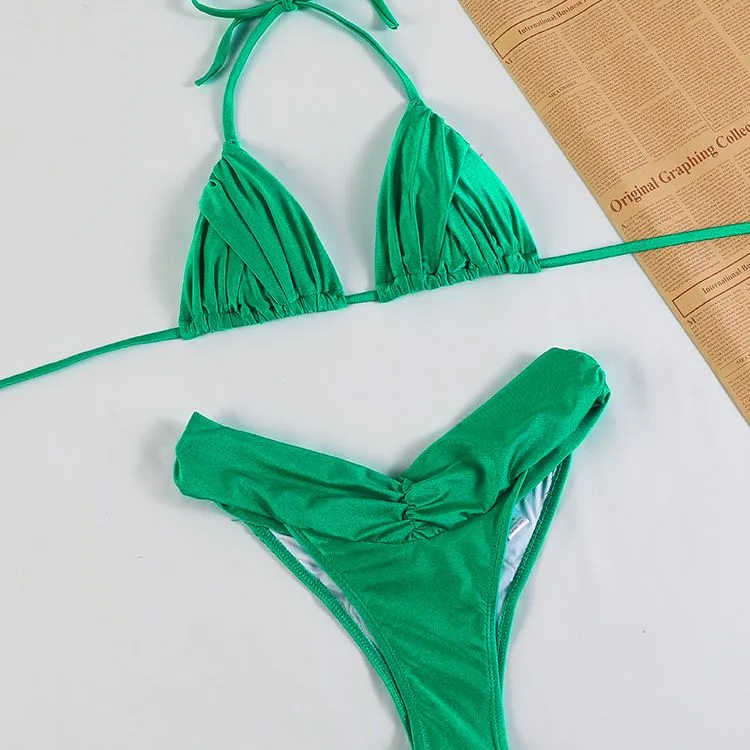 Exklusiver geraffter brasilianischer Triangel-Bikini