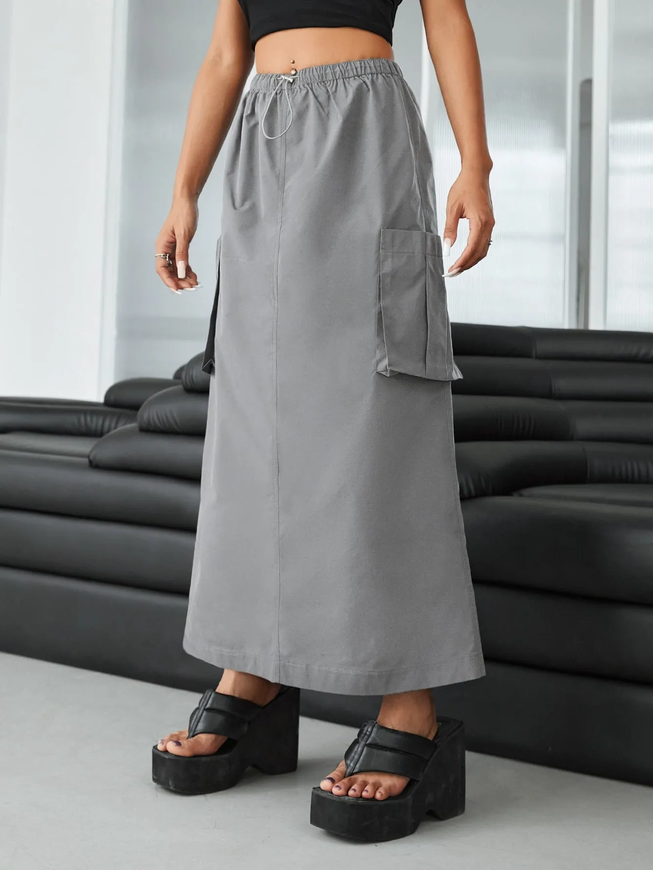 Flap Pocket Cargo Parachute Skirt