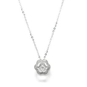 Floating Flower Diamond Pendant Necklace in 18K White Gold