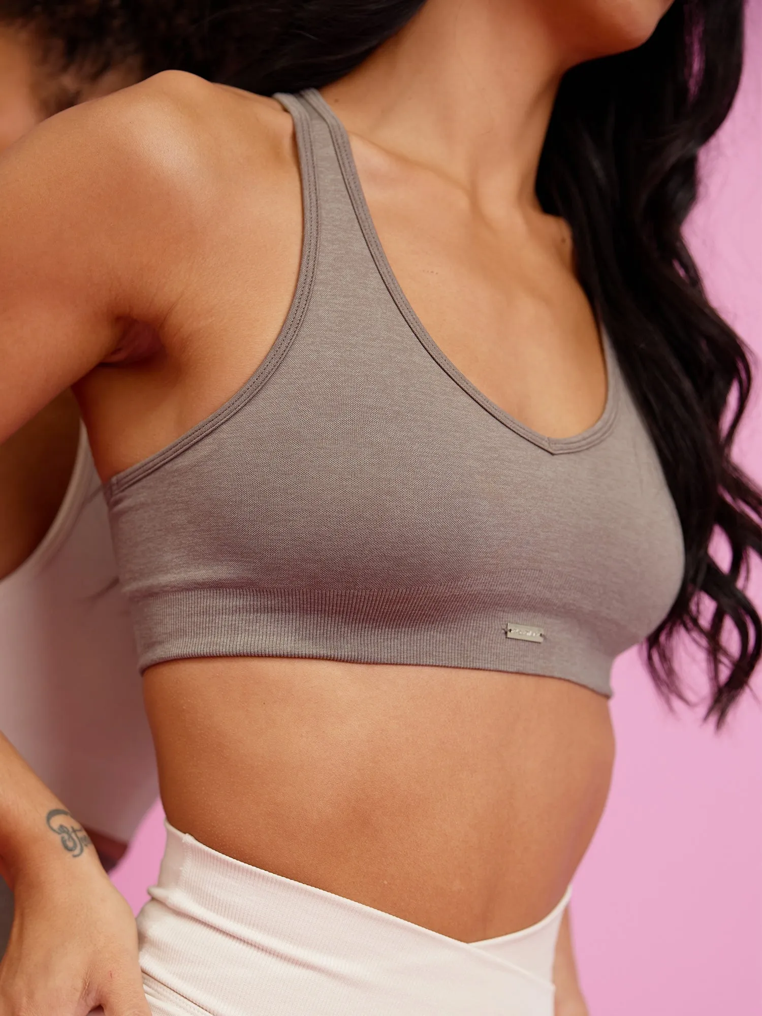 Focus Seamless Sports Bra - Taupe Marl