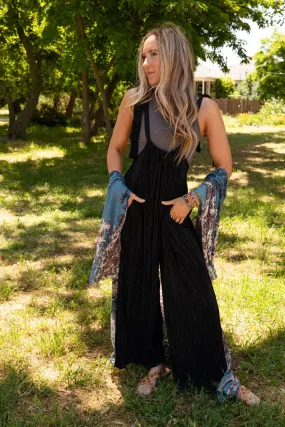 Forever Relaxed Textured Jumpsuit - Black