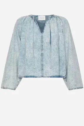 Frame Denim Shirred Denim Blouse - Aries