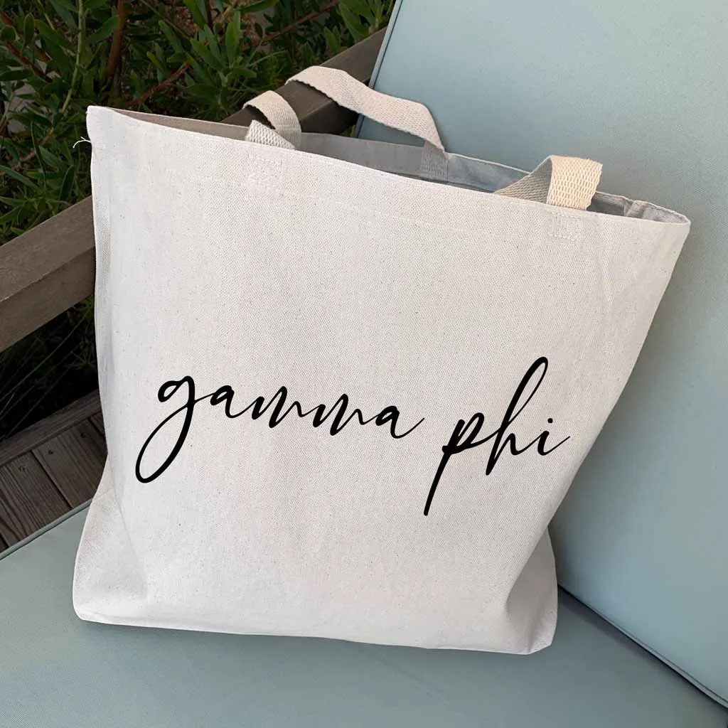 Gamma Phi Beta Script Writing Nickname Canvas Tote Bag