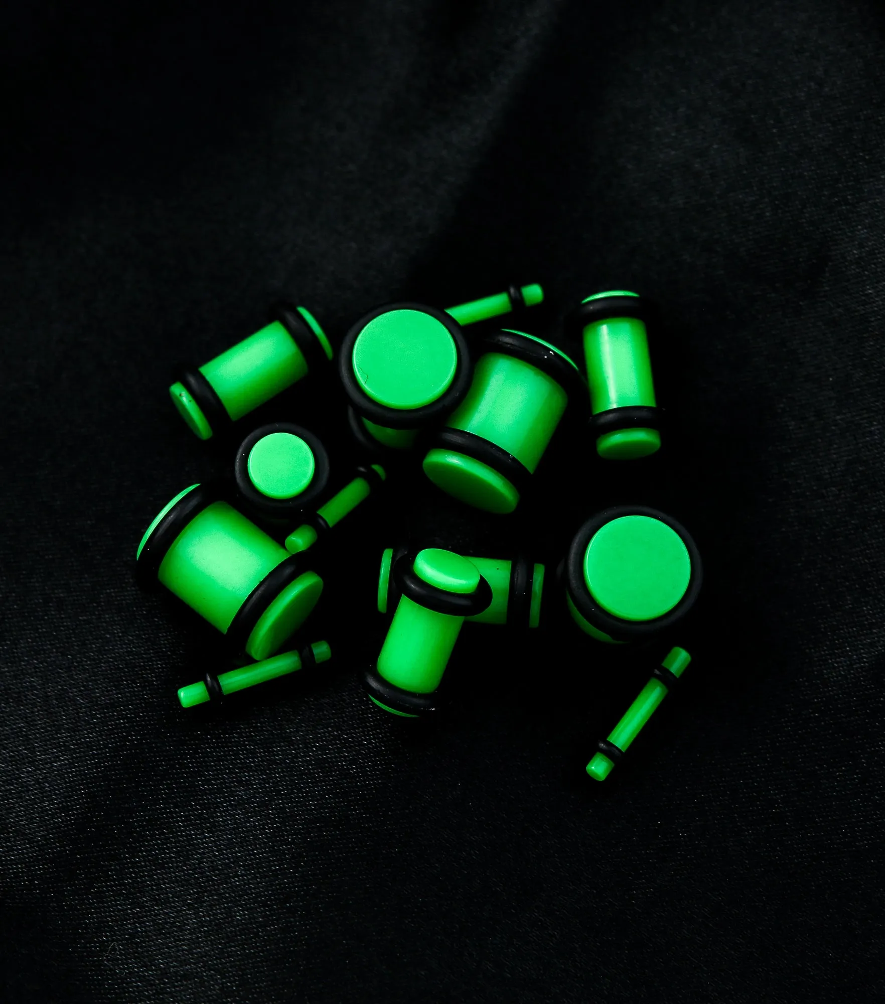 Green No Flare Acrylic Plugs