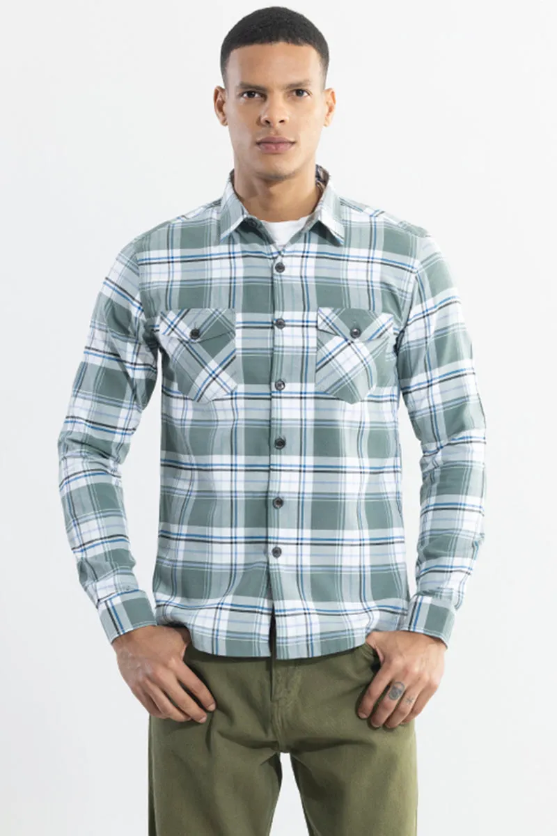 Grid Hatch Fern Green Checks Shirt