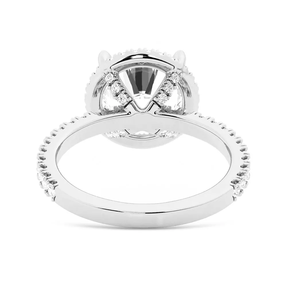 Half Eternity Round Cut Moissanite Halo Engagement Ring