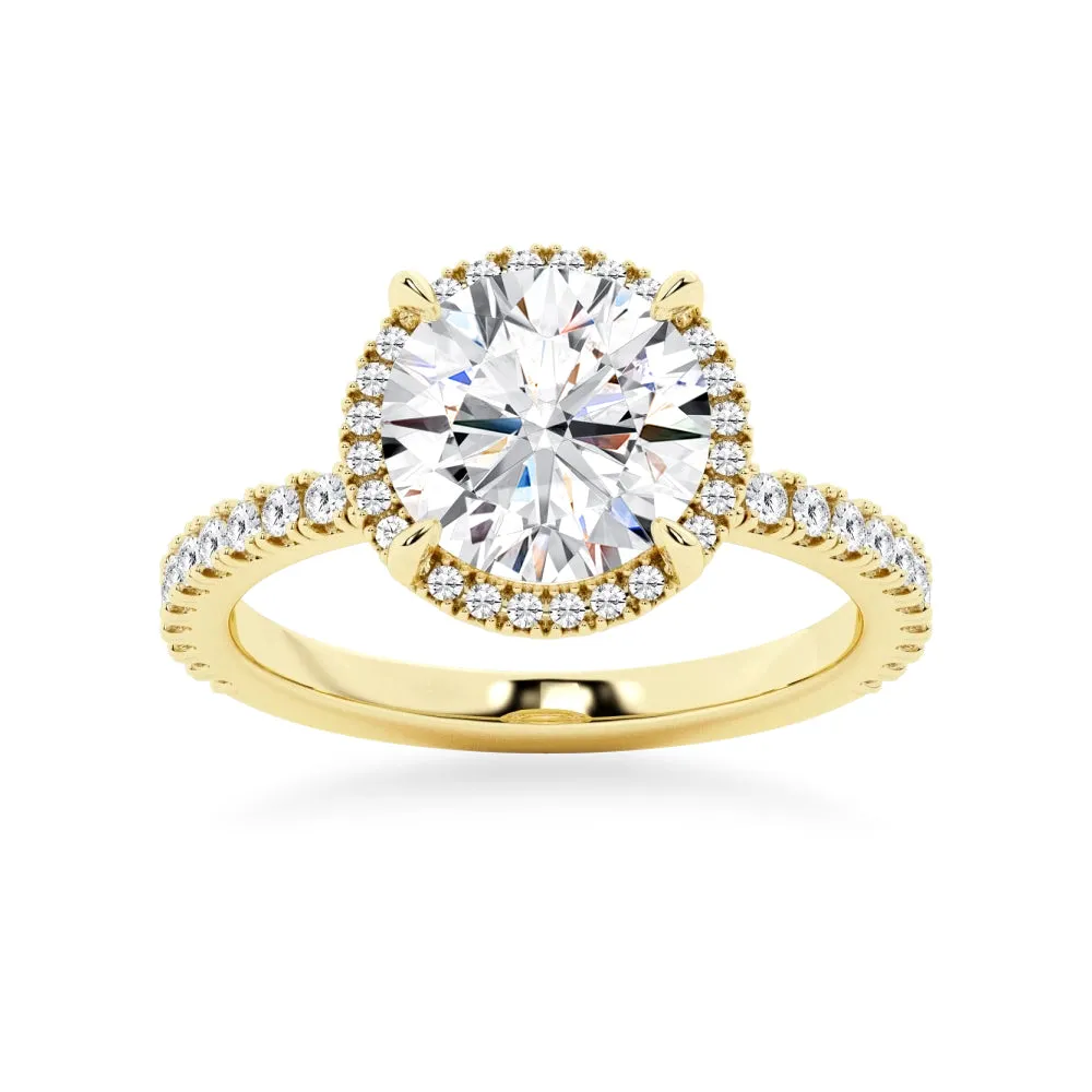 Half Eternity Round Cut Moissanite Halo Engagement Ring