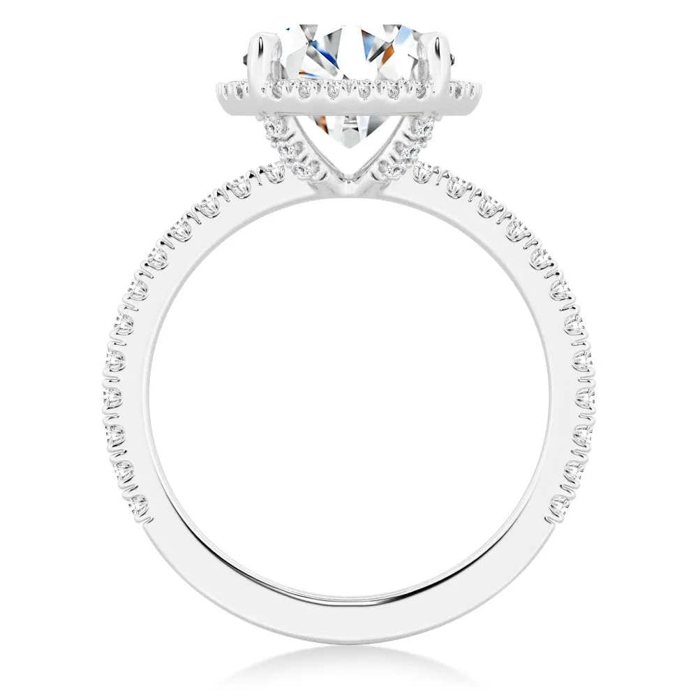 Half Eternity Round Cut Moissanite Halo Engagement Ring