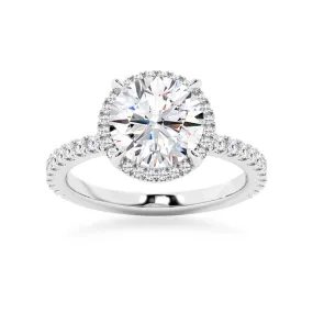 Half Eternity Round Cut Moissanite Halo Engagement Ring