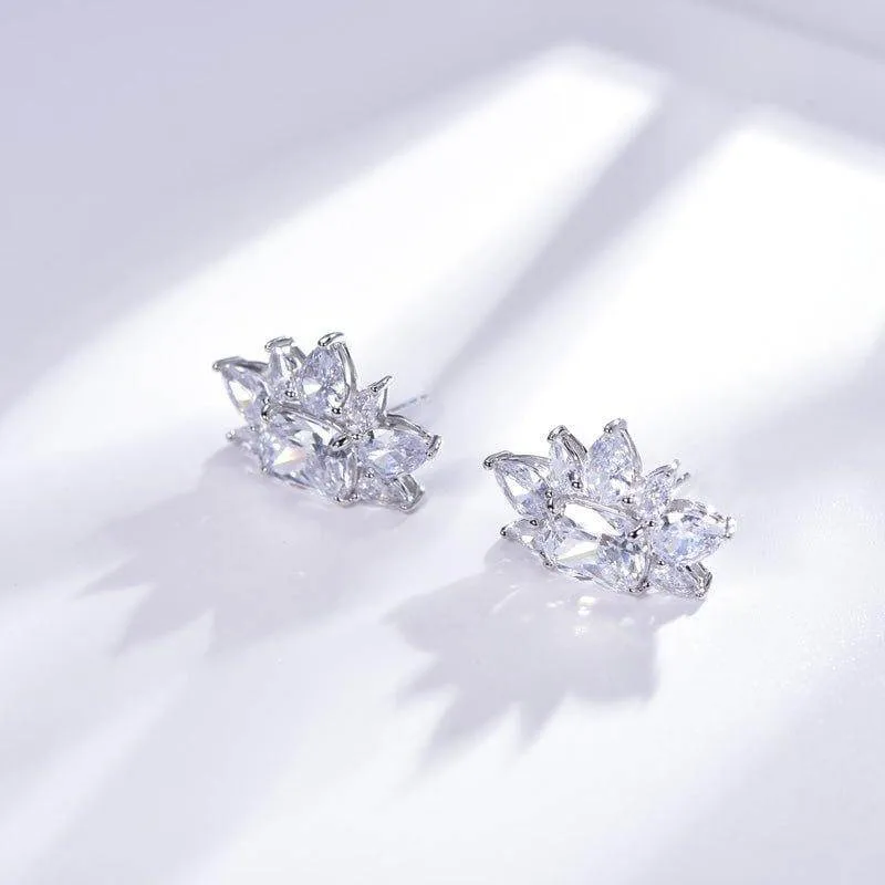 Halo White Stone Stud Earrings