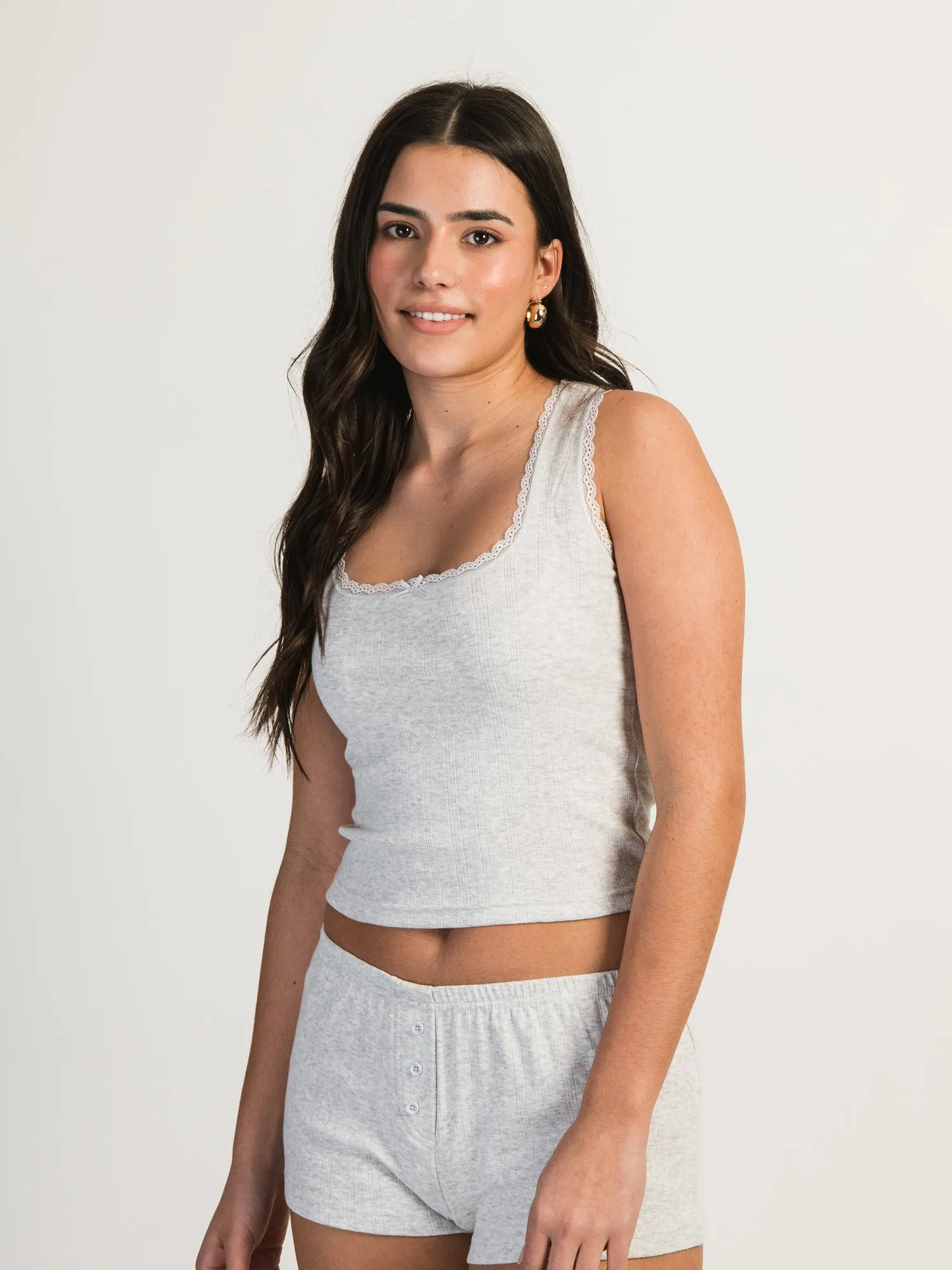 HARLOW ERYN MELANGE TANK TOP - CLOUD