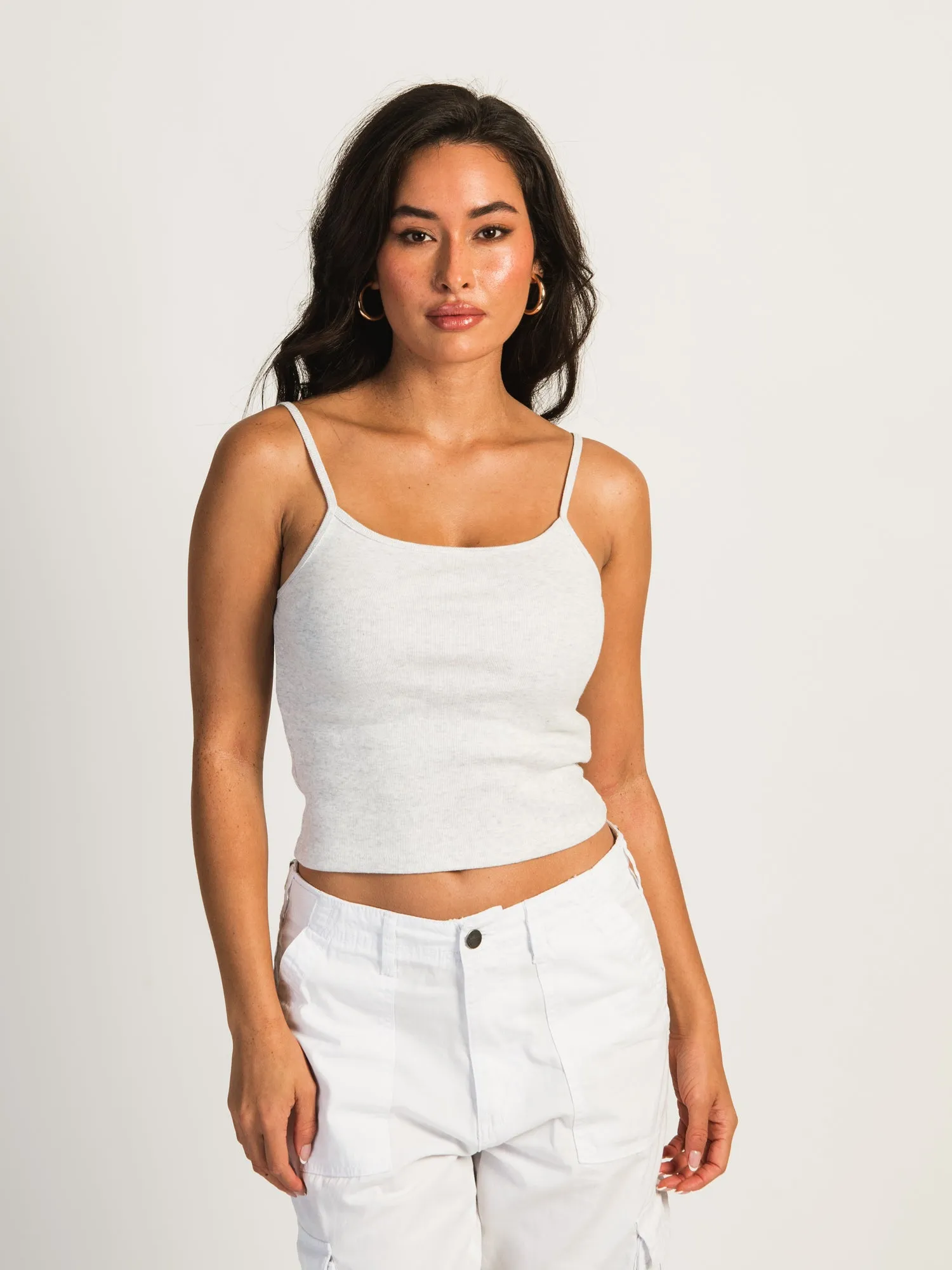 HARLOW SABRINA MELANGE TANK - HEATHER CLOUD WHITE