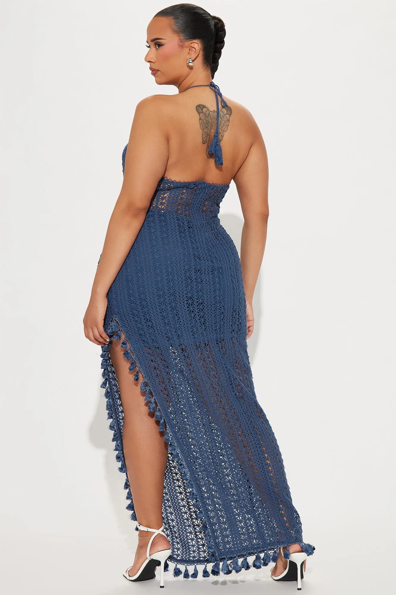 Havanna Crochet Maxi Dress - Navy