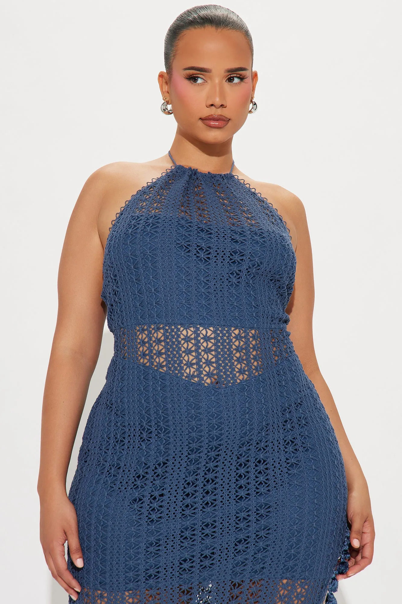 Havanna Crochet Maxi Dress - Navy