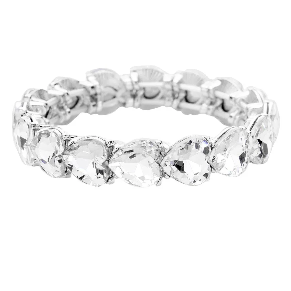 Heart Crystal Stretch Evening Bracelet