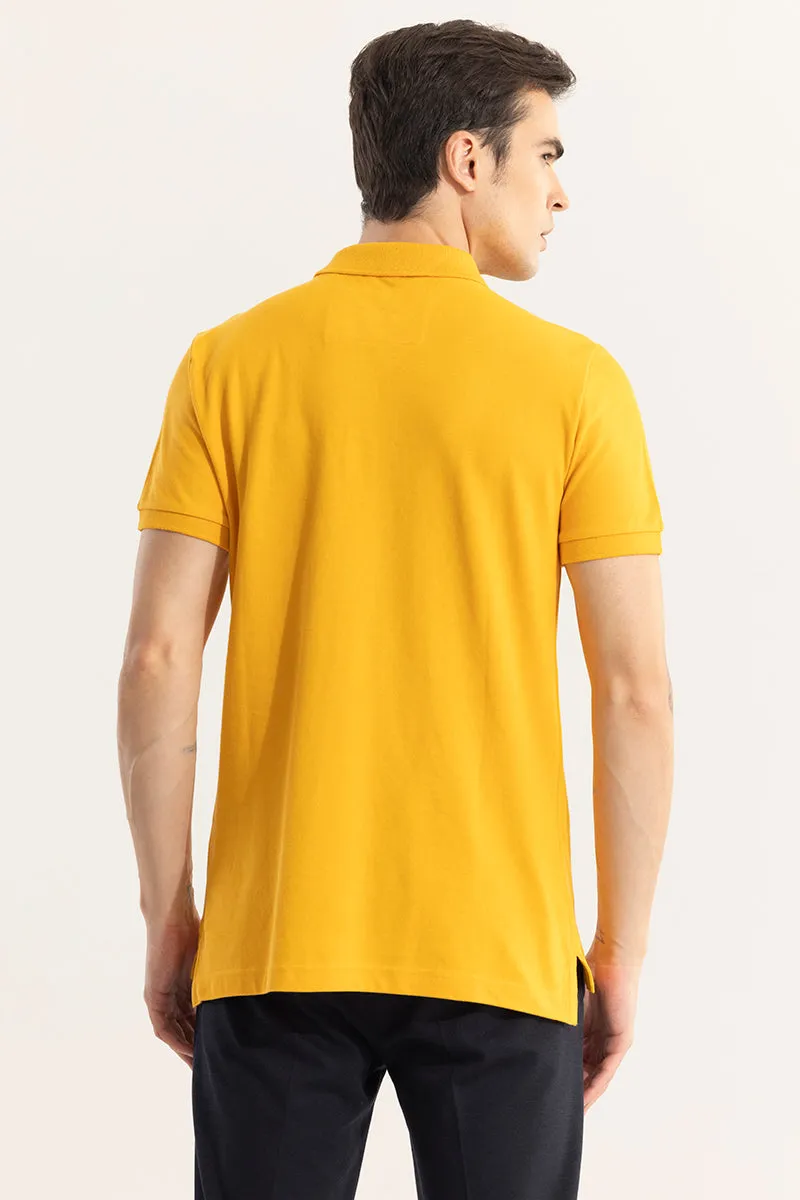 Incise Logo Yellow Polo T-Shirt