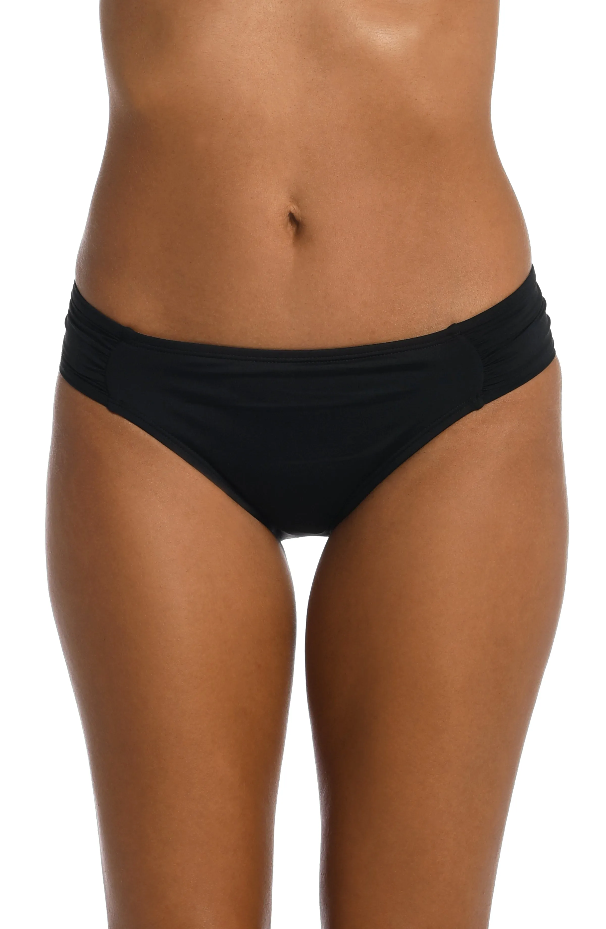 Island Goddess Side Shirred Hipster Bottom - Black