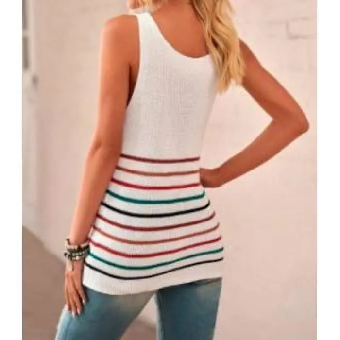 Ivory Striped Knit Tank