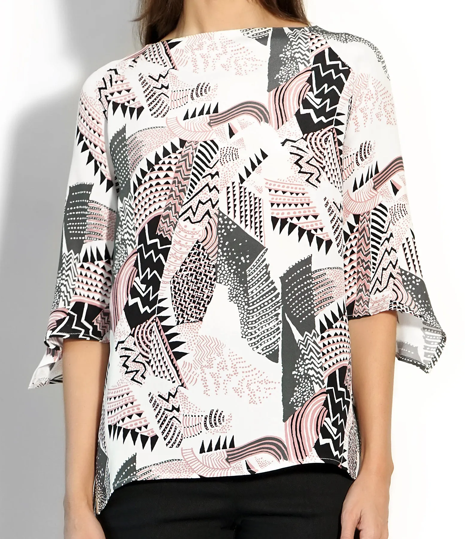 JANIS TOP SILK PRINT PINK