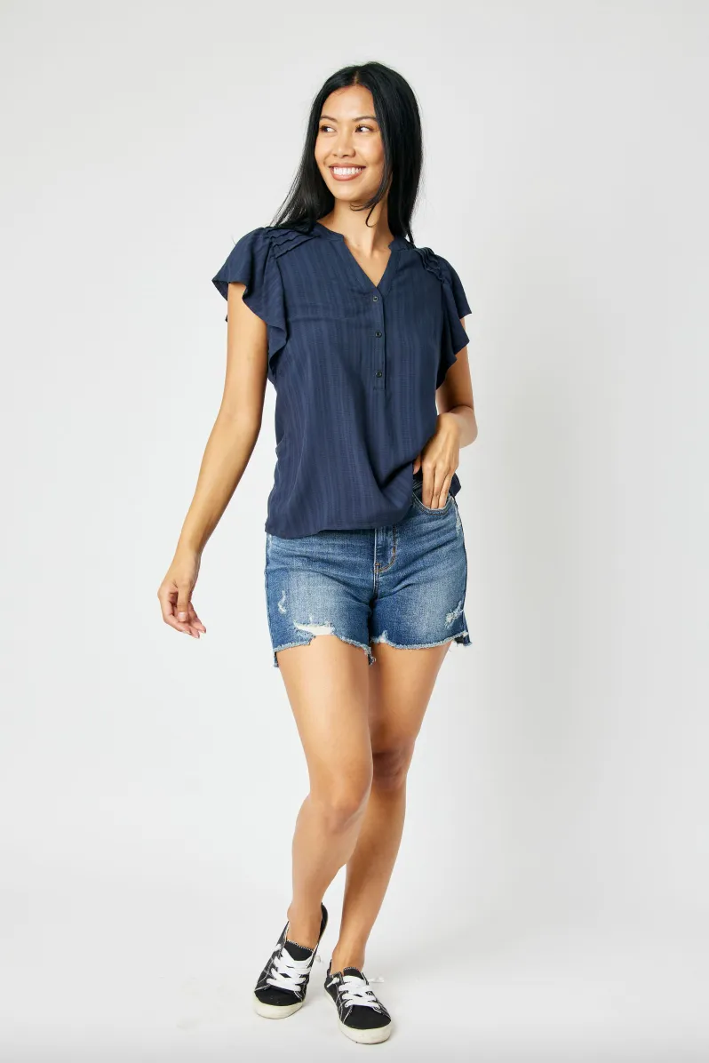 Judy Blue Hi-Lo Hem Destroyed Shorts