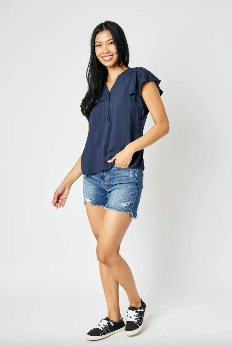 Judy Blue Hi-Lo Hem Destroyed Shorts