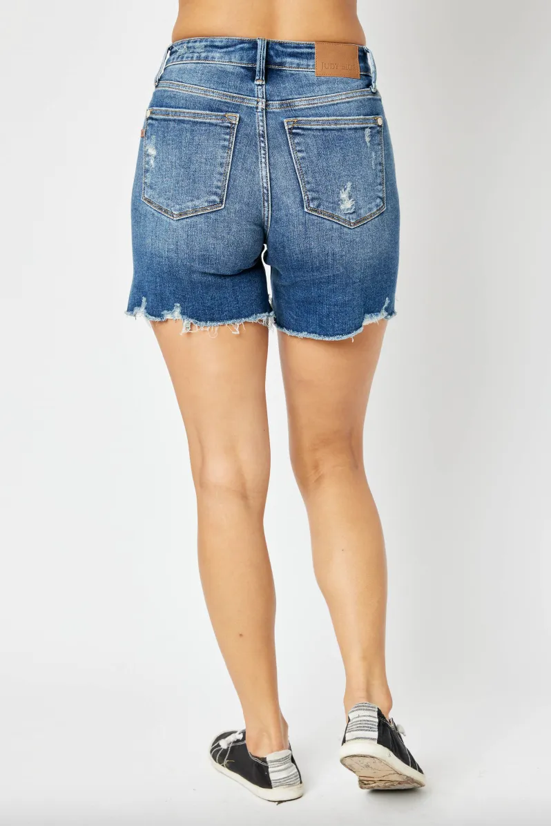 Judy Blue Hi-Lo Hem Destroyed Shorts