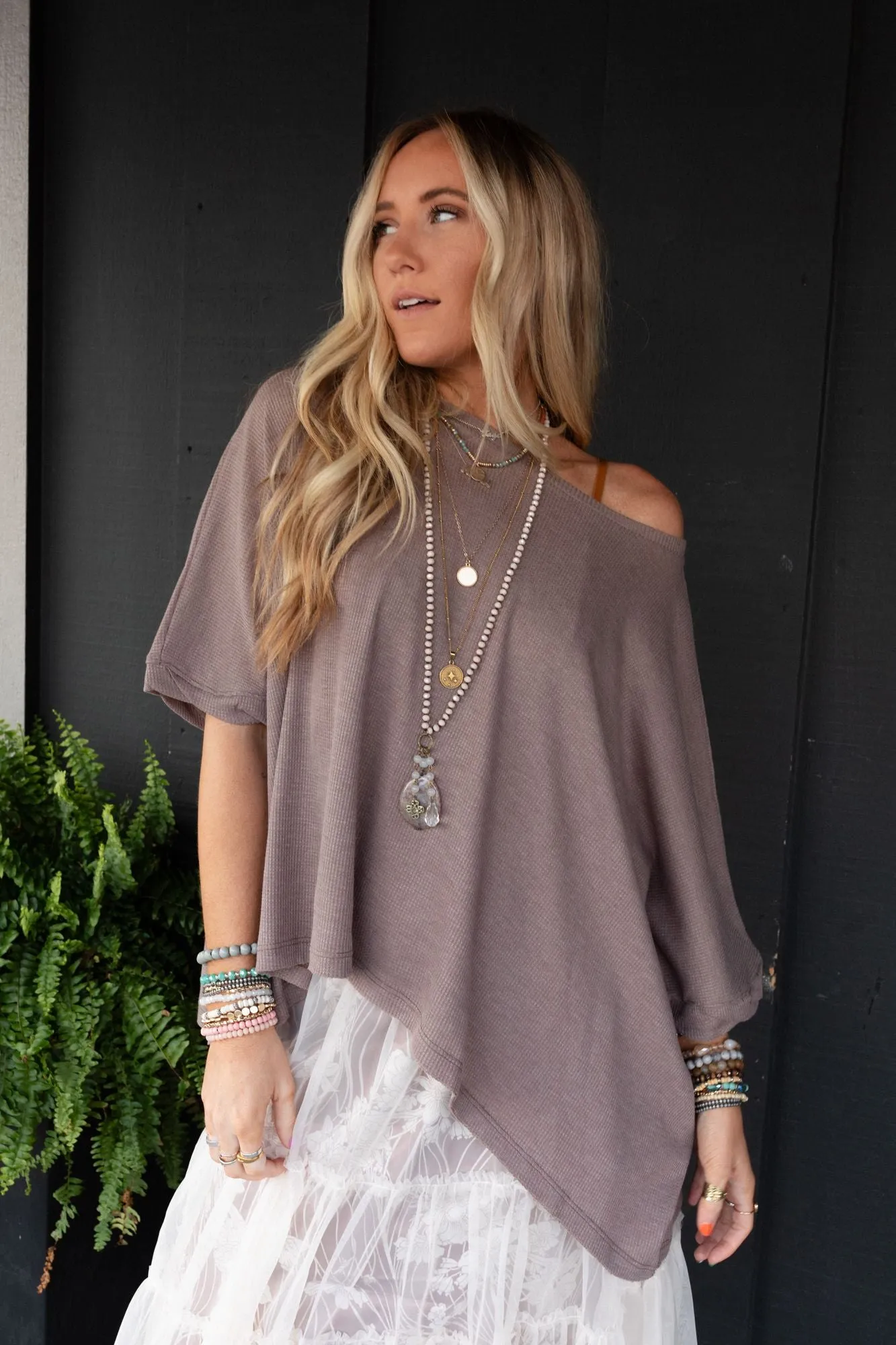 Kelsie Dolman Top - Dark Oatmeal