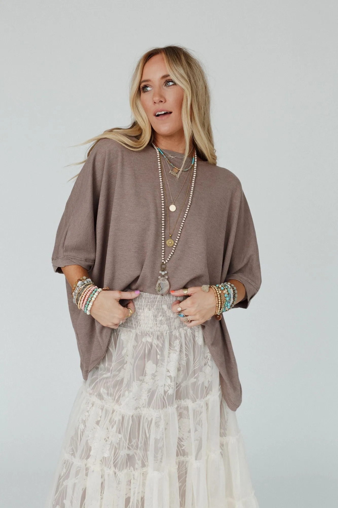 Kelsie Dolman Top - Dark Oatmeal