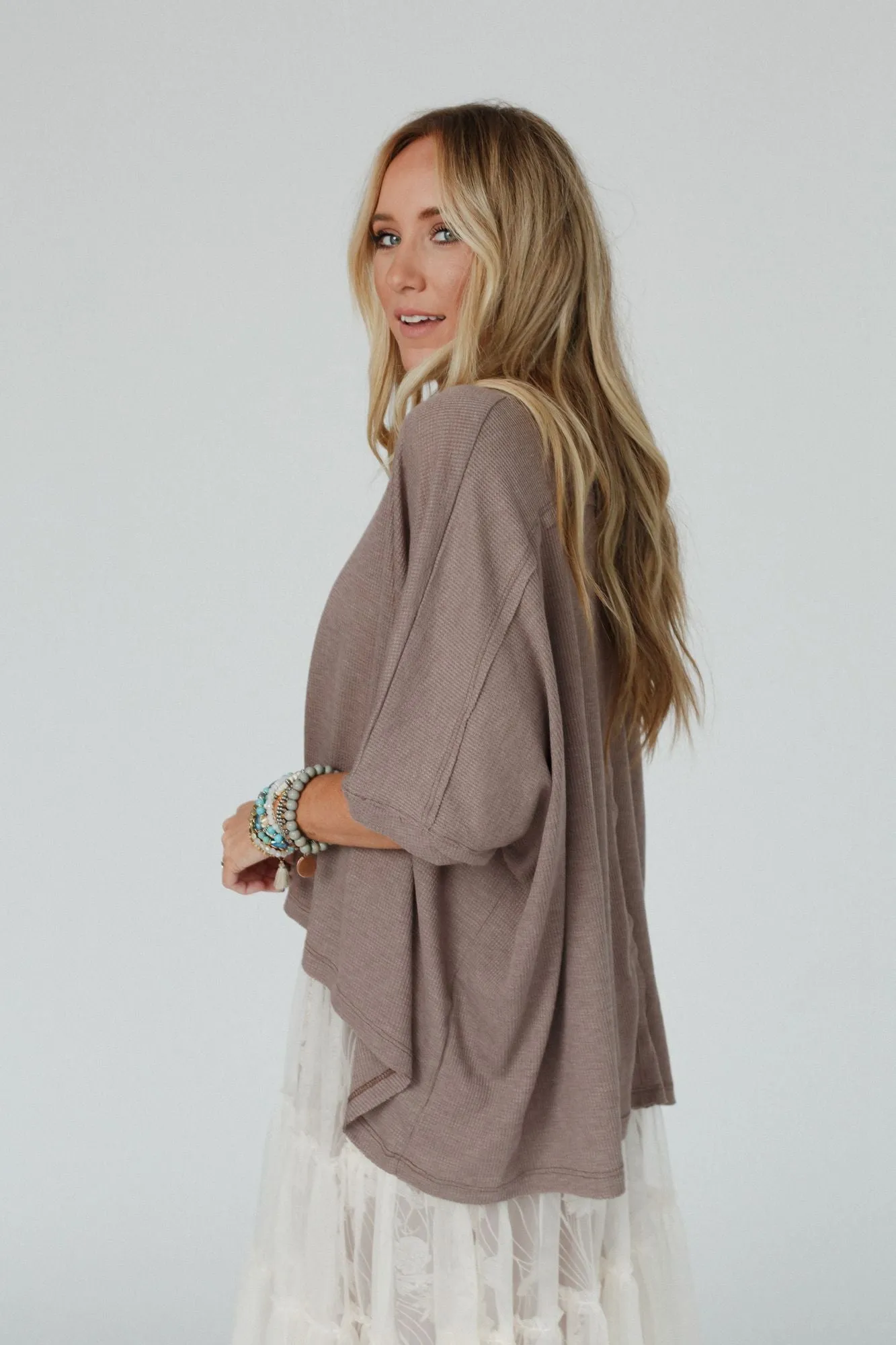 Kelsie Dolman Top - Dark Oatmeal