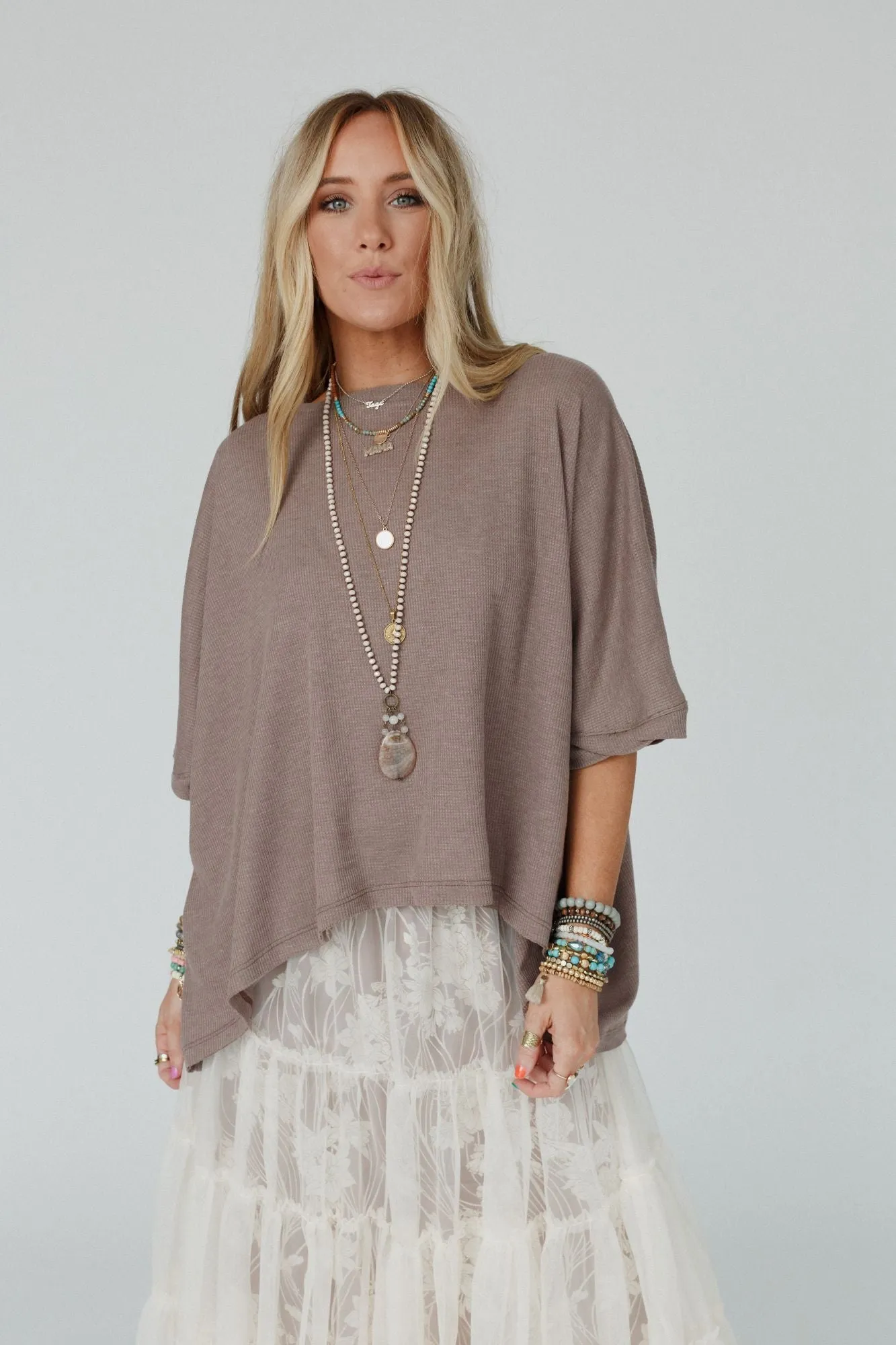 Kelsie Dolman Top - Dark Oatmeal