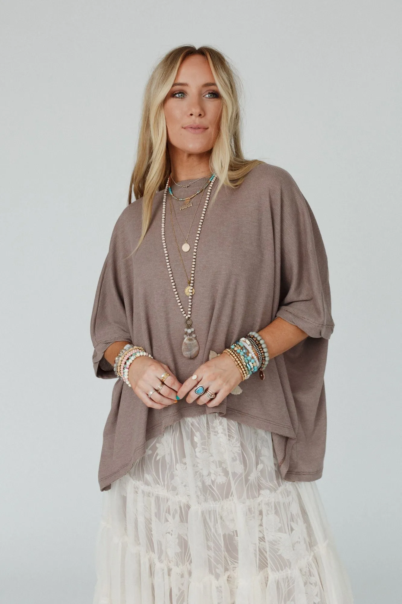 Kelsie Dolman Top - Dark Oatmeal