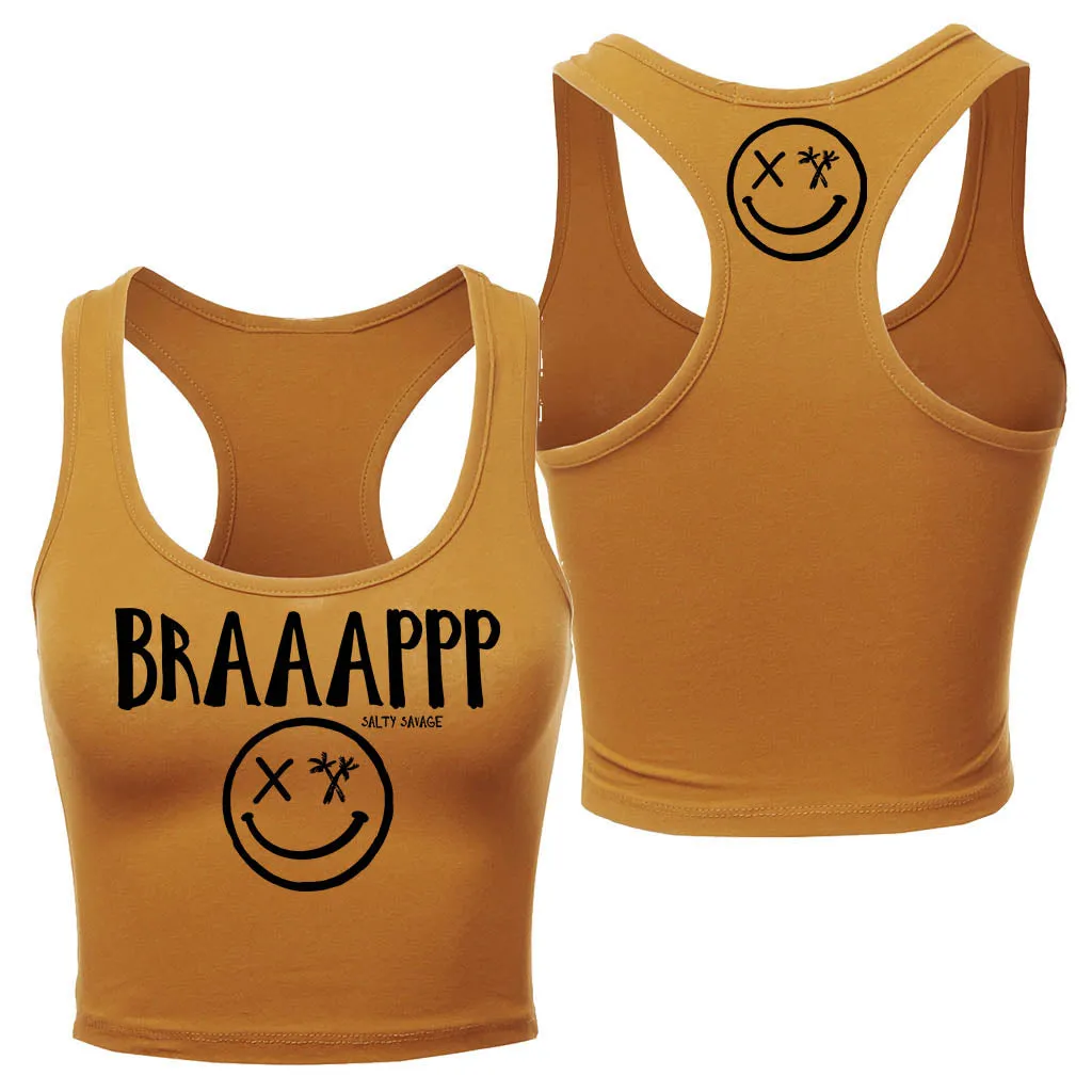 Ladies "BRAAAPPP" Racerback Crop Tank