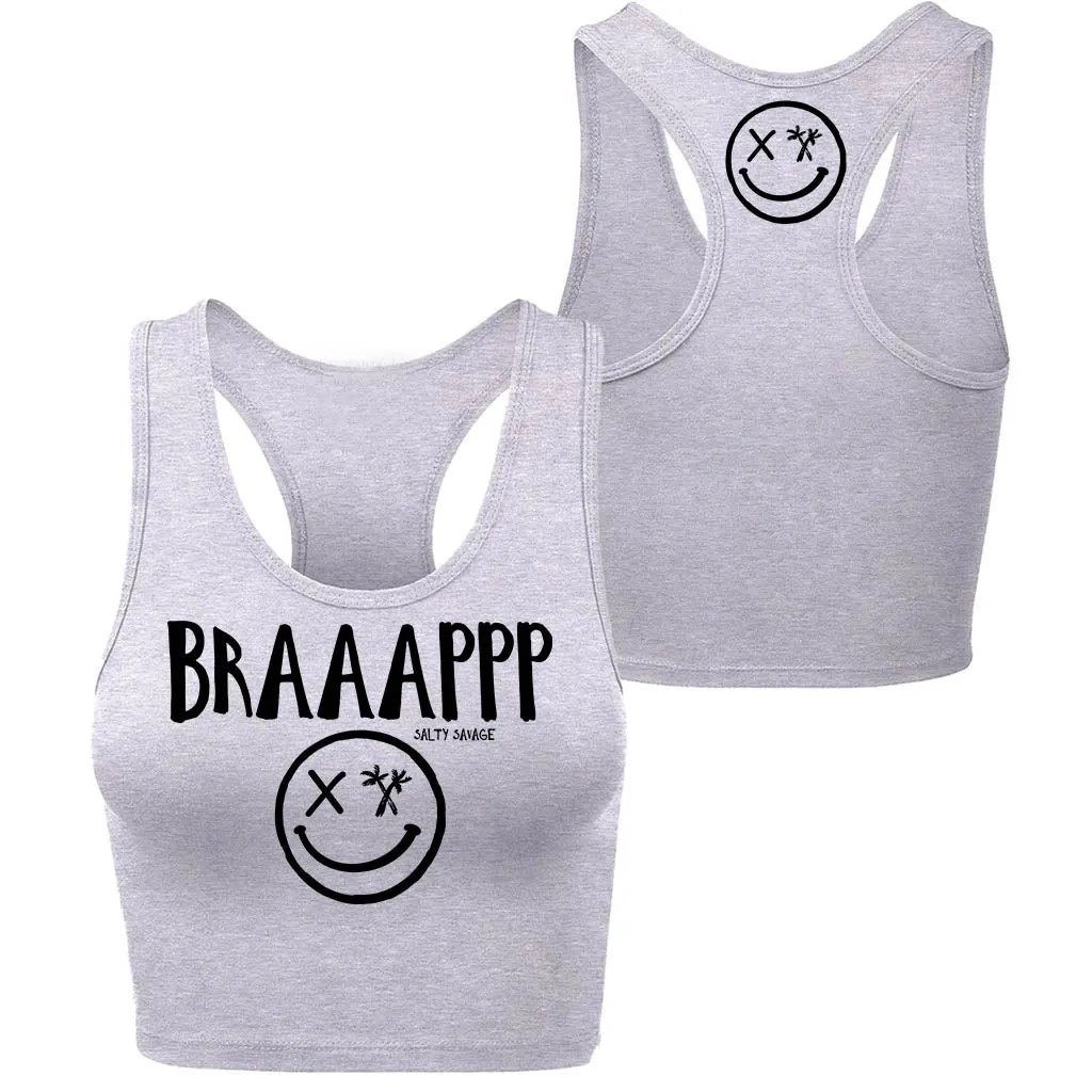 Ladies "BRAAAPPP" Racerback Crop Tank