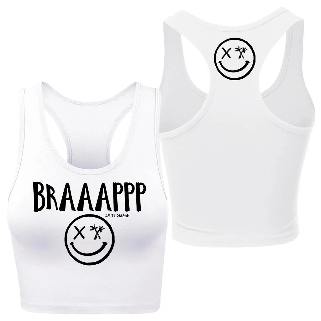 Ladies "BRAAAPPP" Racerback Crop Tank