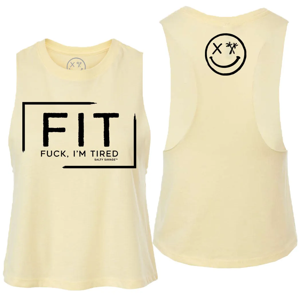 Ladies "FIT Fuck I'm Tired" Flowy Racerback Crop Tank