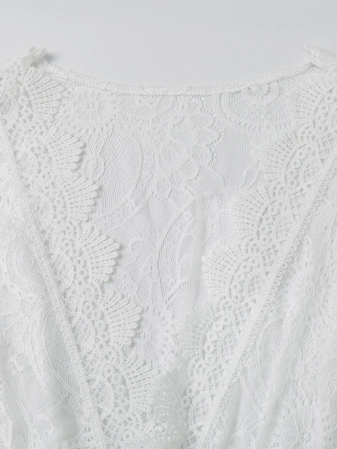 Ladies' White Lace Crochet Beach Cover-Up with UV Protection