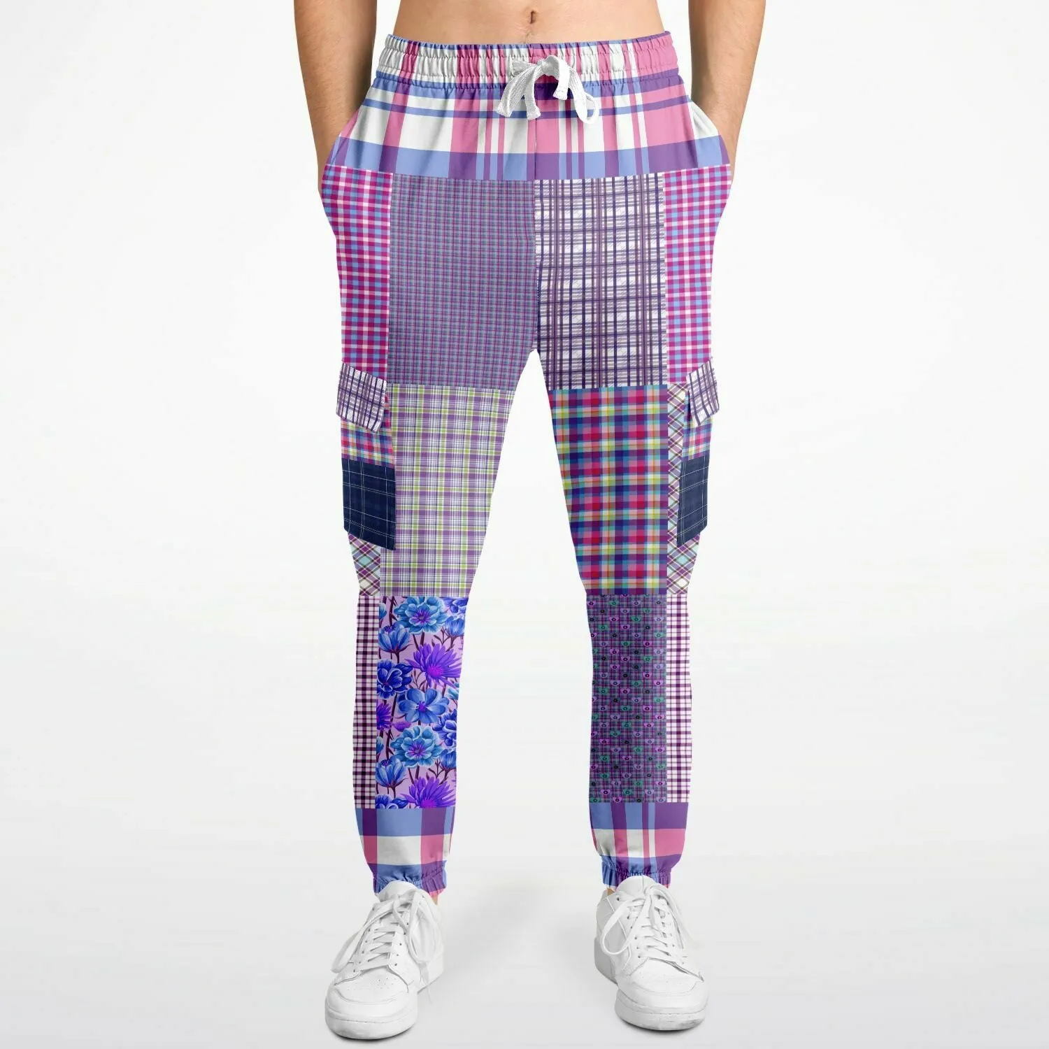 Lavender Fields Purple Plaid Unisex Eco-Poly Cargo Joggers