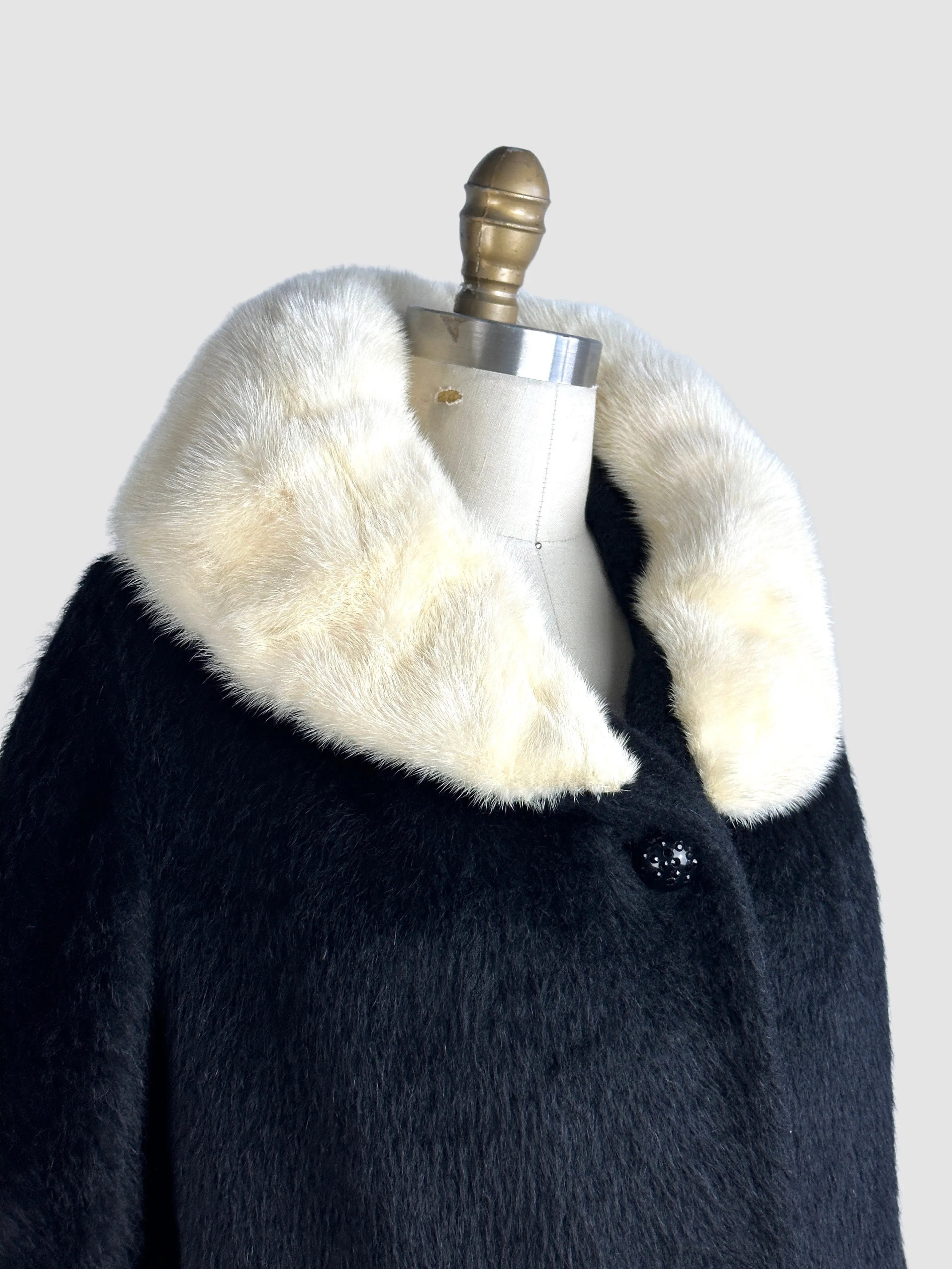 LILLI ANN 50s Mohair Coat with Mink Fur Collar  Small Medium