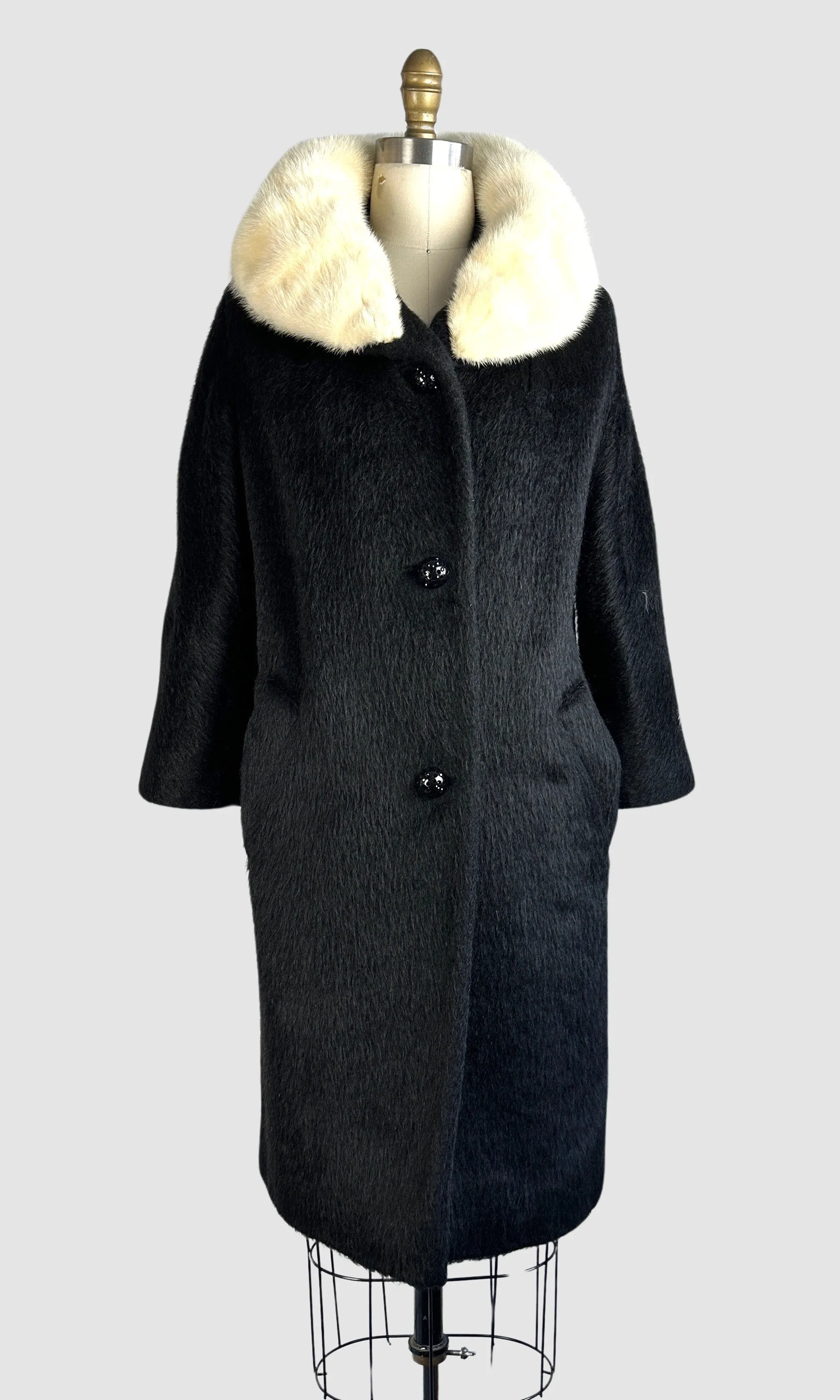 LILLI ANN 50s Mohair Coat with Mink Fur Collar  Small Medium