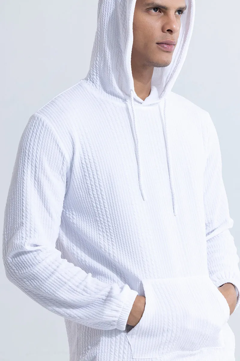 Liney White Hoodie