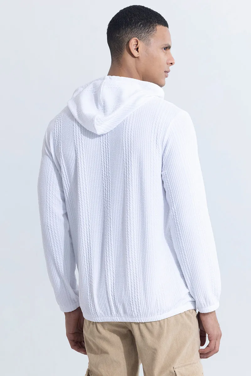 Liney White Hoodie